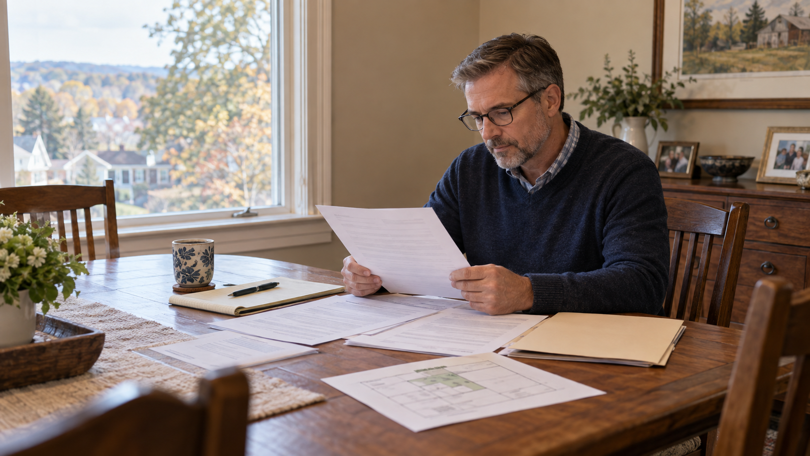 Executor reviewing estate documents after a death in Pennsylvania